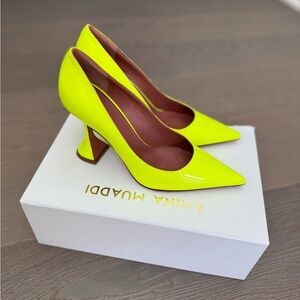 Amina Muaddi Bright Yellow Heels